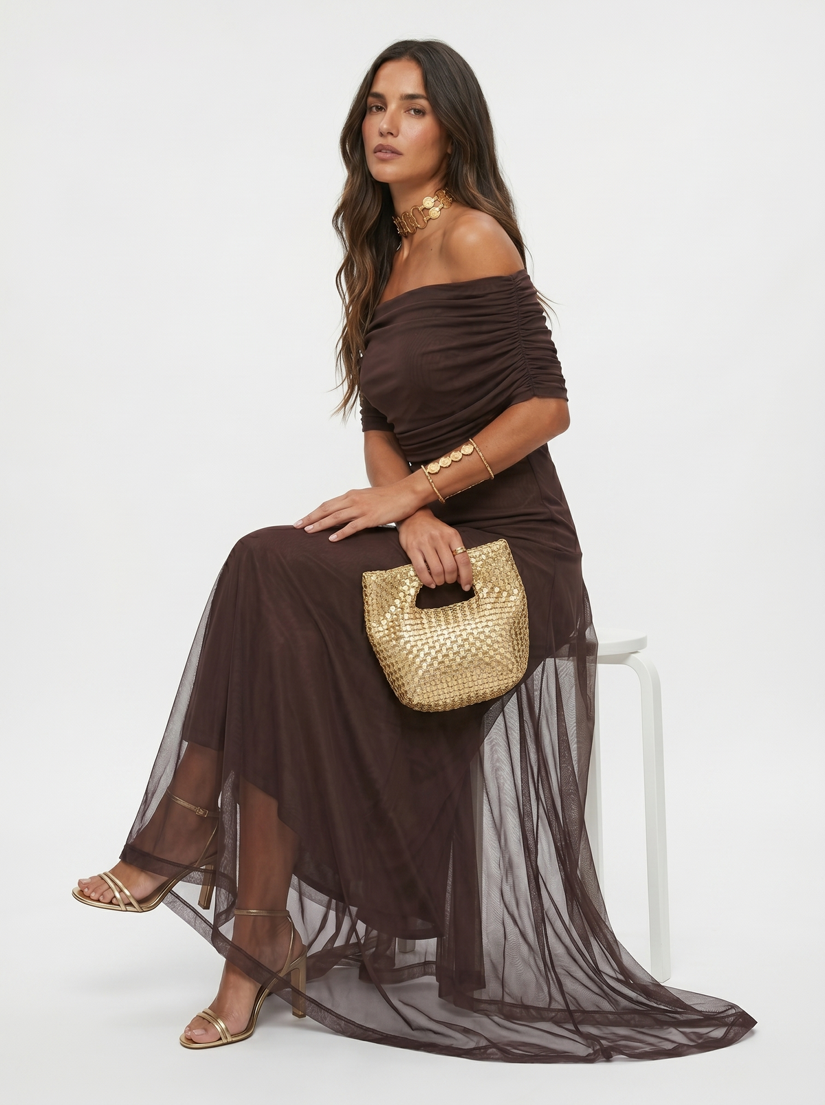 Kaida - Draped Off-Shoulder Dress - Green
