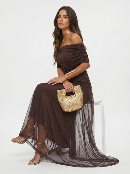 Kaida - Draped Off-Shoulder Dress - Green