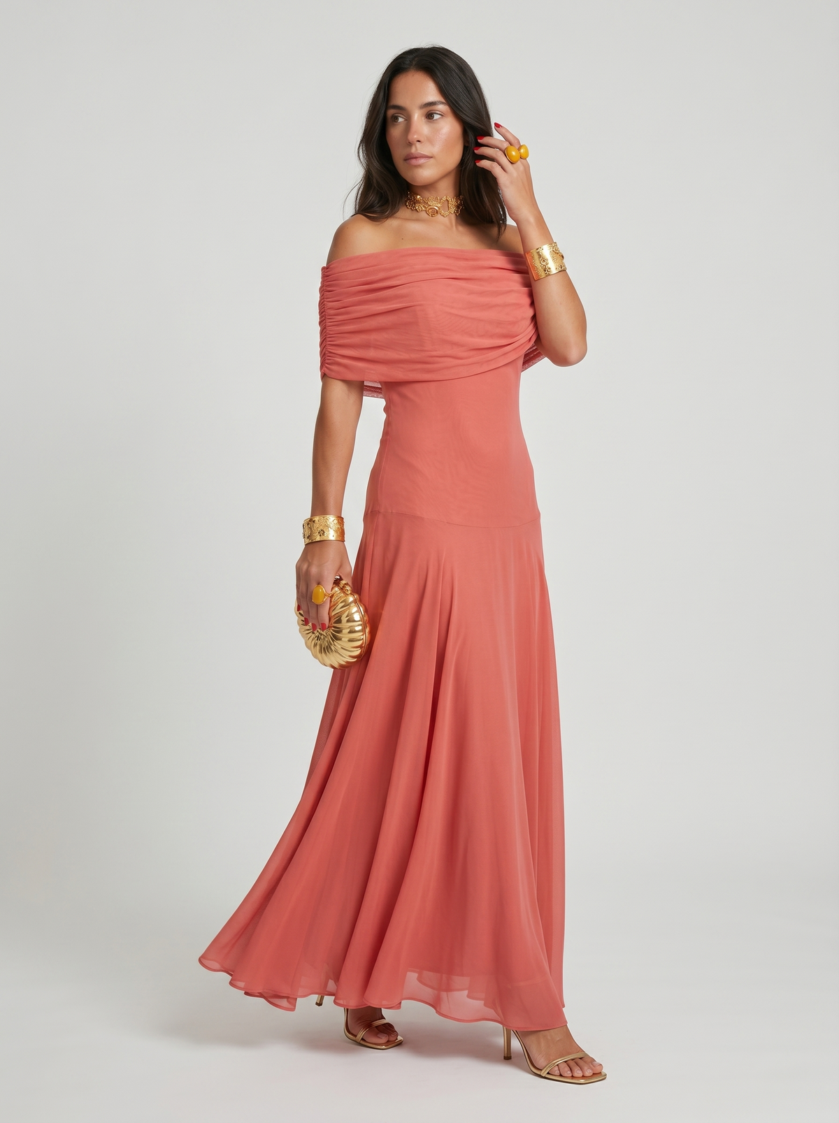 Kaida - Draped Off-Shoulder Dress