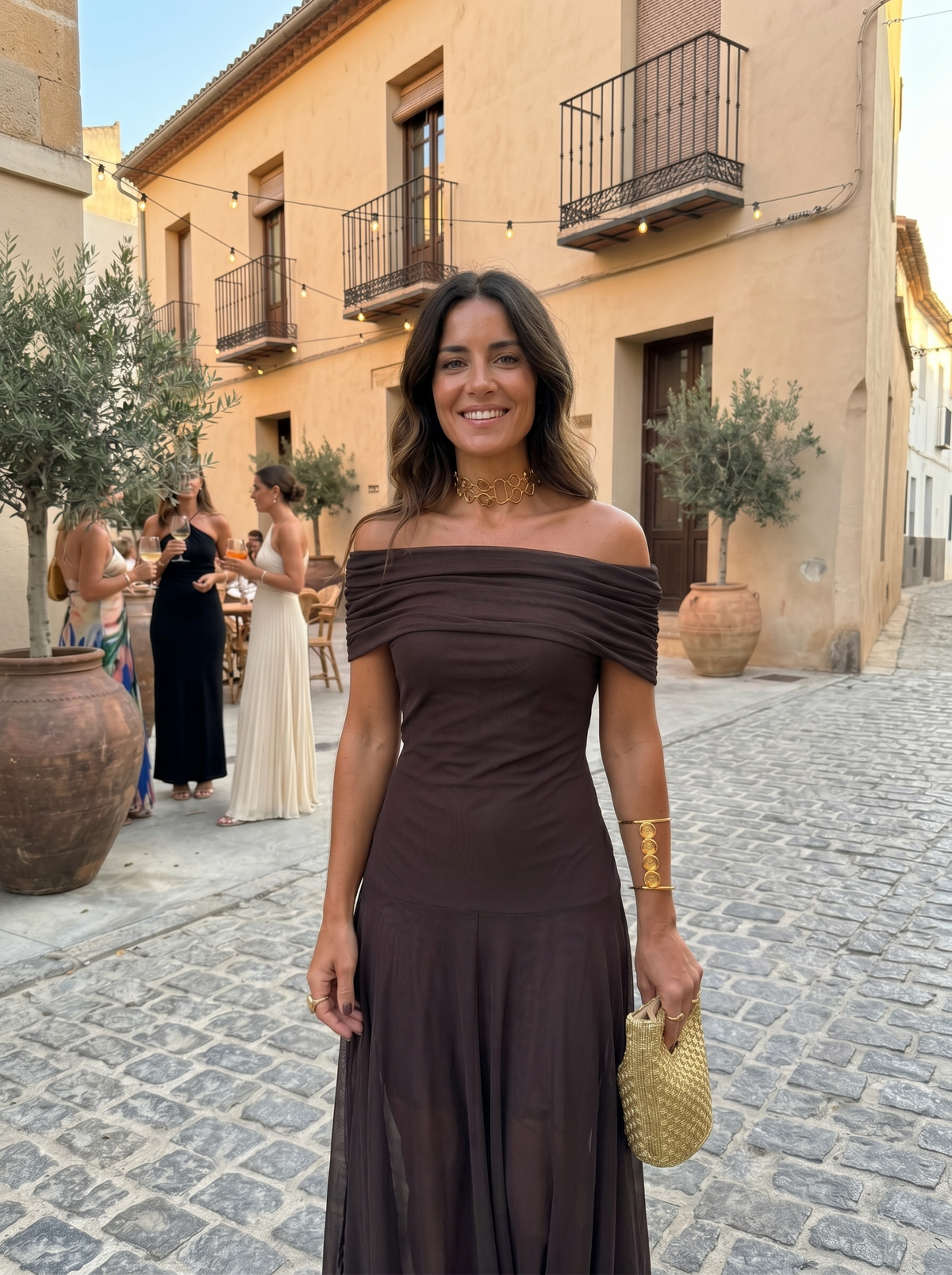 Kaida - Draped Off-Shoulder Dress - Green