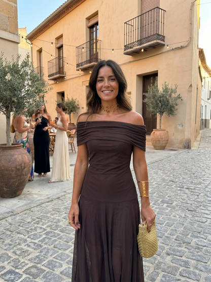 Kaida - Draped Off-Shoulder Dress - Green
