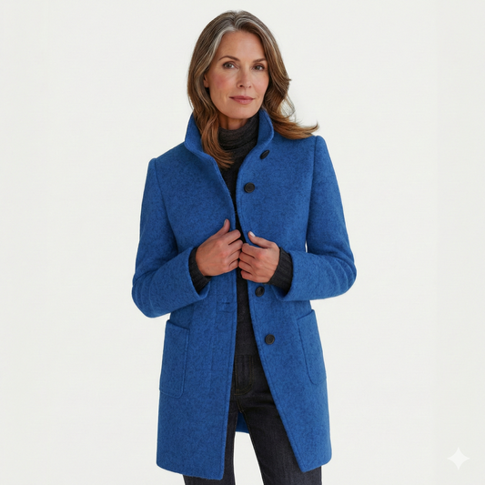 Jessa - Mid-Length Button Coat - Blue
