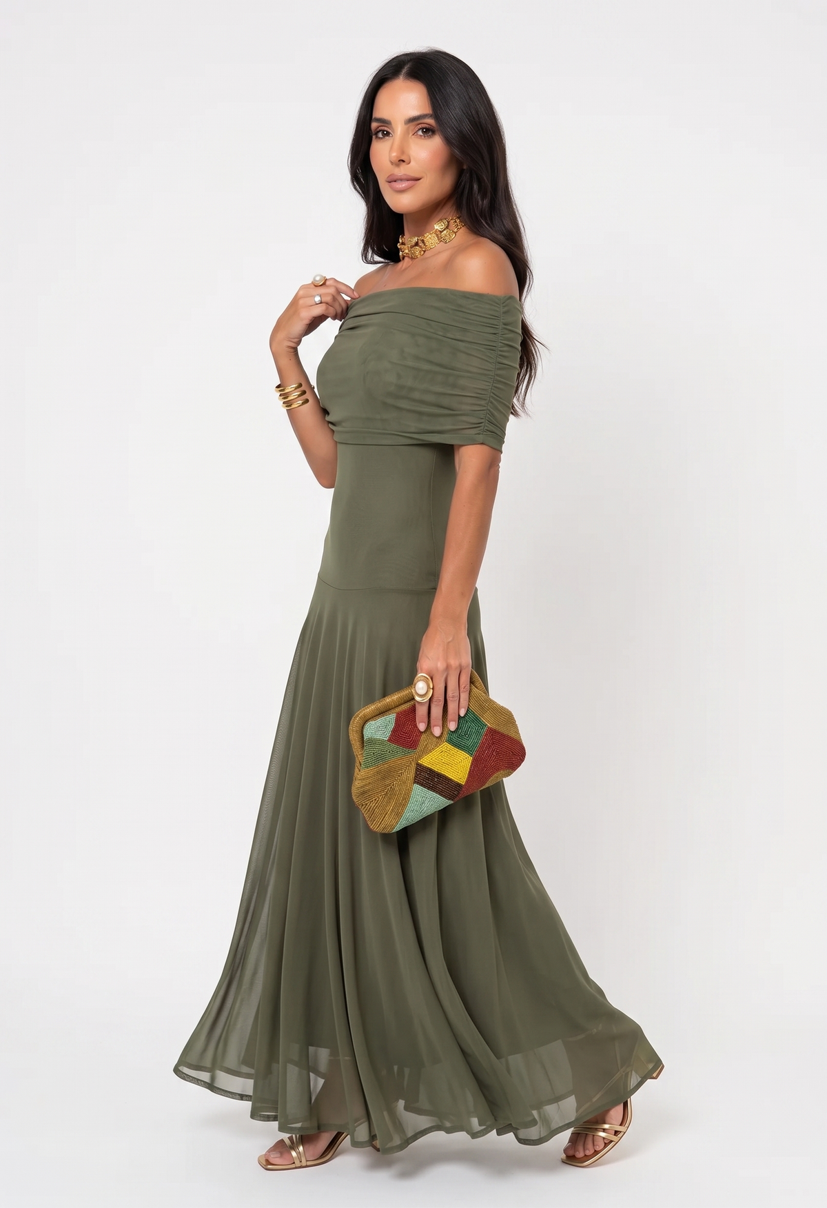 Kaida - Draped Off-Shoulder Dress - Pink