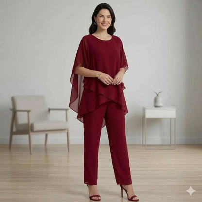 Jessenia - Layered Tunic and Trousers Set - Navy