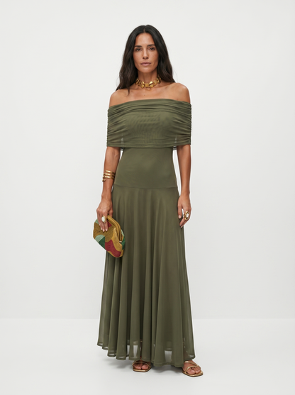 Kaida - Draped Off-Shoulder Dress - Pink
