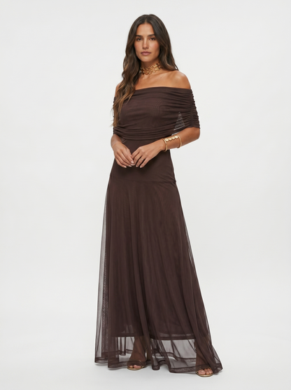 Kaida - Draped Off-Shoulder Dress - Green