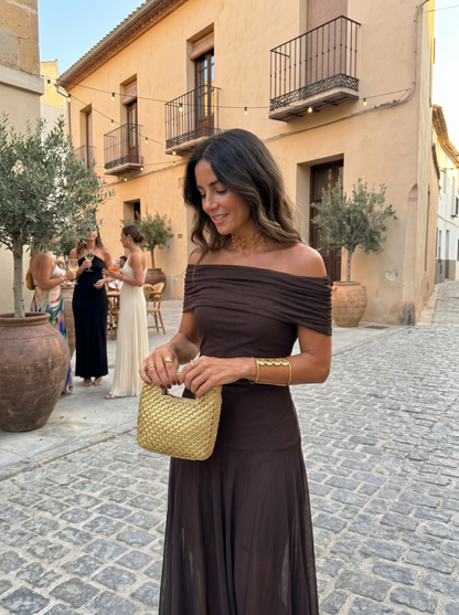 Kaida - Draped Off-Shoulder Dress - Green