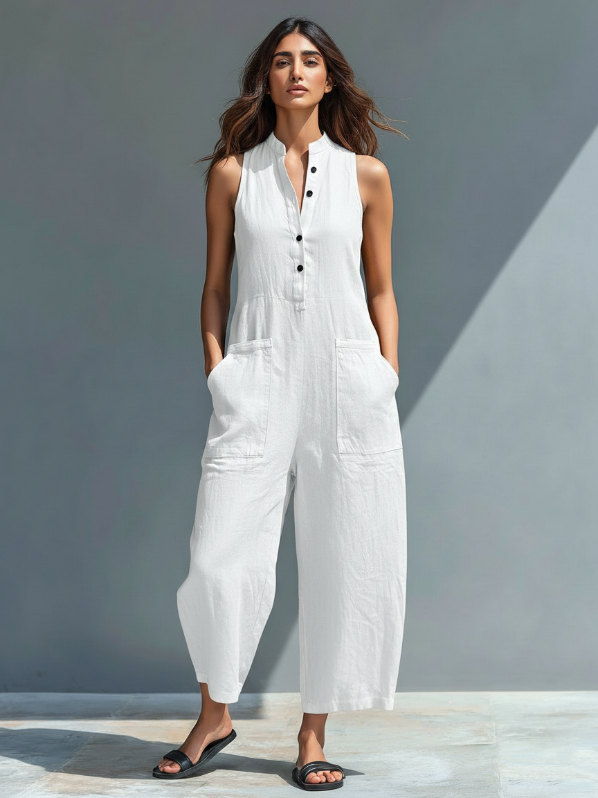 Vania - Breezy Linen Jumpsuit - Yellow