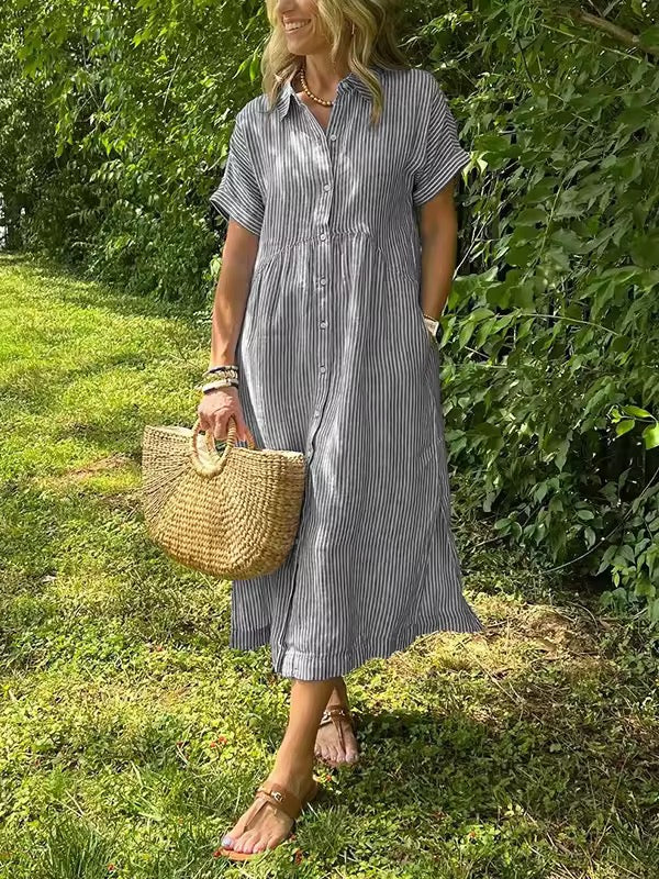 Lumae - Soft-Touch Maxi Shirt Dress - Blue