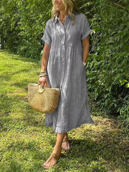 Lumae - Soft-Touch Maxi Shirt Dress - Blue