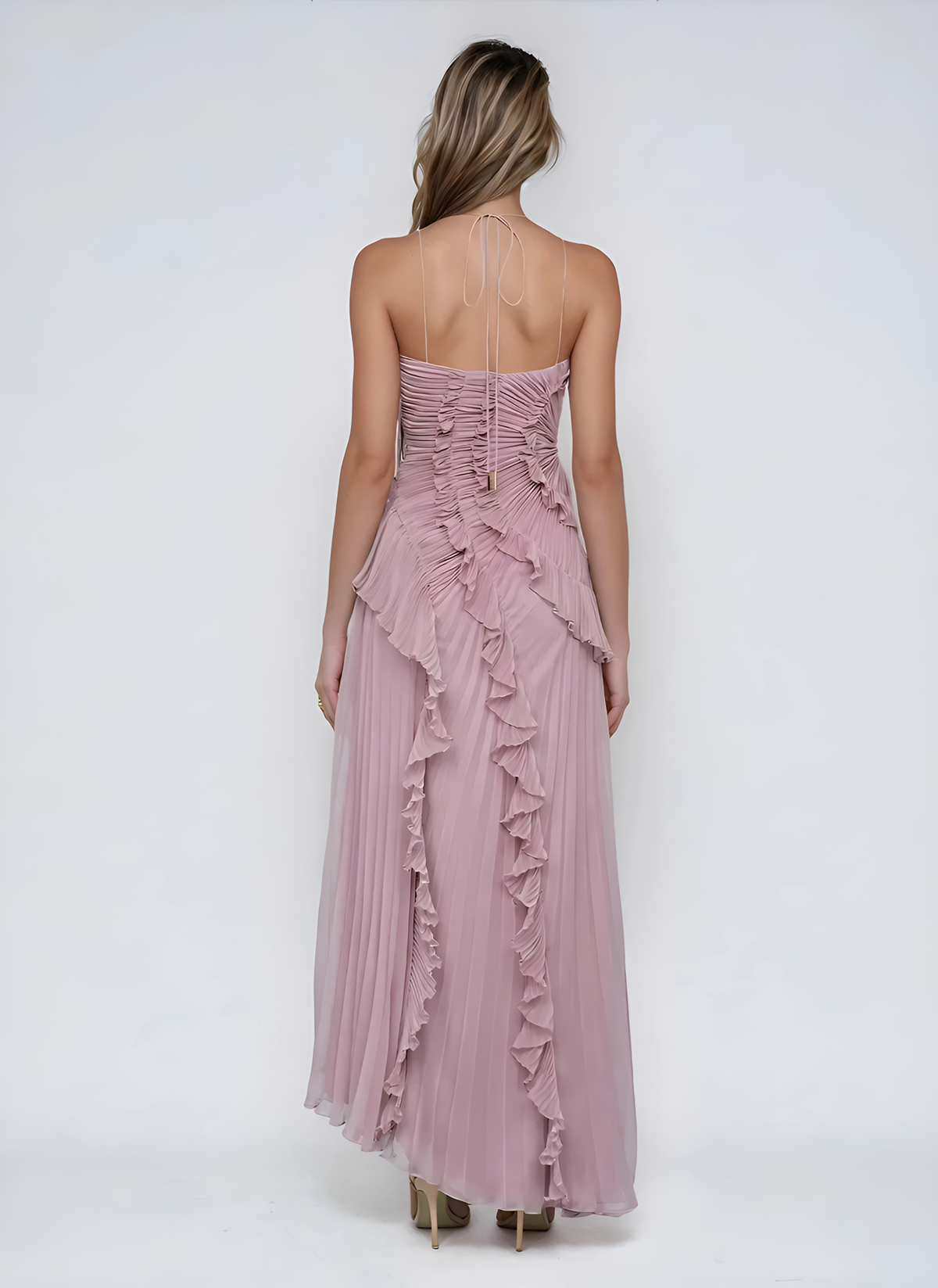 Sancia - Ruffle Pleated Midi Dress - Lavender