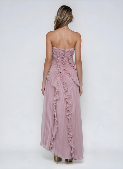 Sancia - Ruffle Pleated Midi Dress - Lavender