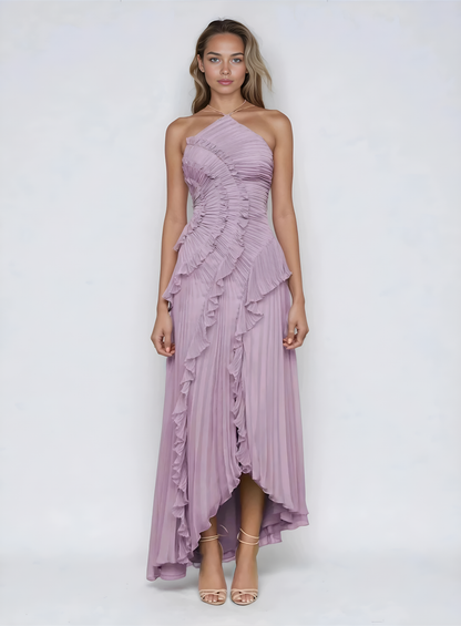 Sancia - Ruffle Pleated Midi Dress - Lavender
