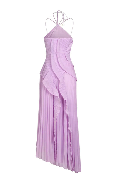 Sancia - Ruffle Pleated Midi Dress - White