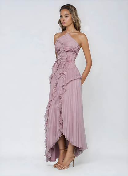 Sancia - Ruffle Pleated Midi Dress - Lavender