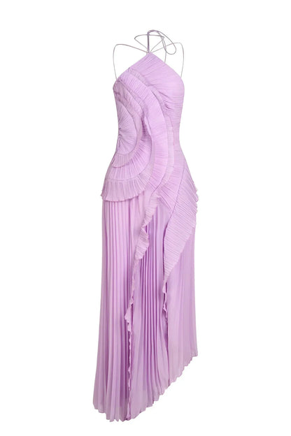 Sancia - Ruffle Pleated Midi Dress - White