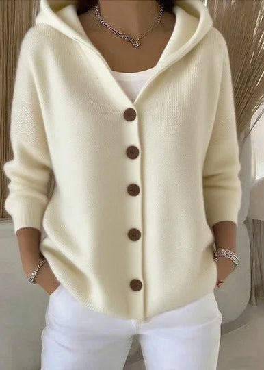 Alsira - Soft-Touch Hooded Cardigan - White