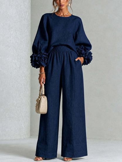 Alouenne - Airy Linen Two-Piece Set - Black