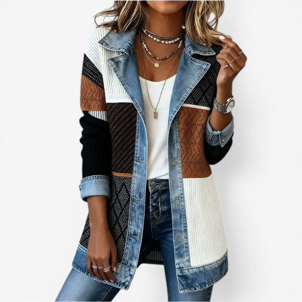 Kerensa - Soft-Touch Layered Jacket - White