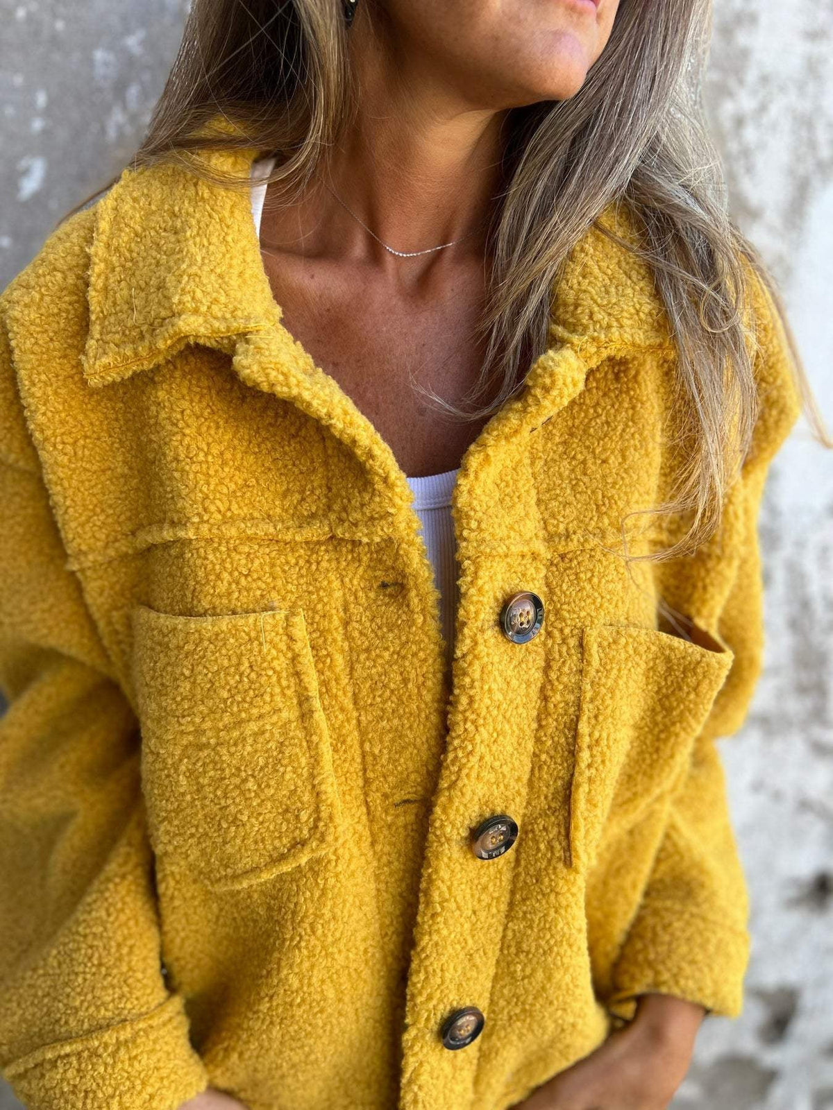 Tirina - Teddy Jacket Button-Up - Green