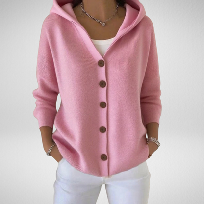 Alsira - Soft-Touch Hooded Cardigan - Pink