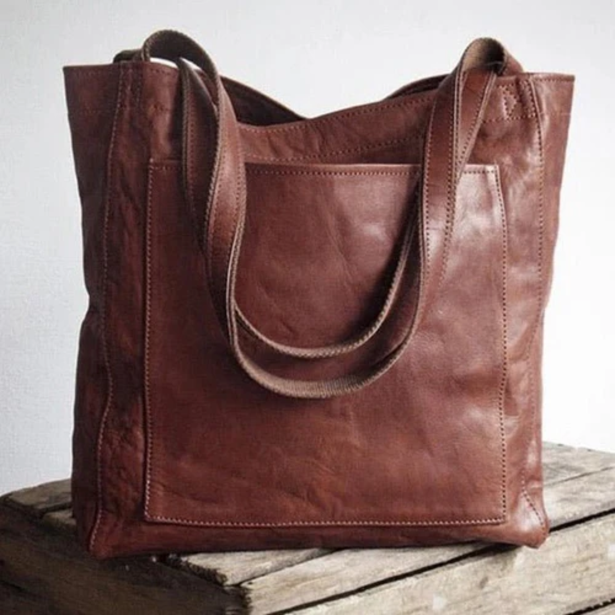 Selira - Structured Crossbody Bag - Medium Brown