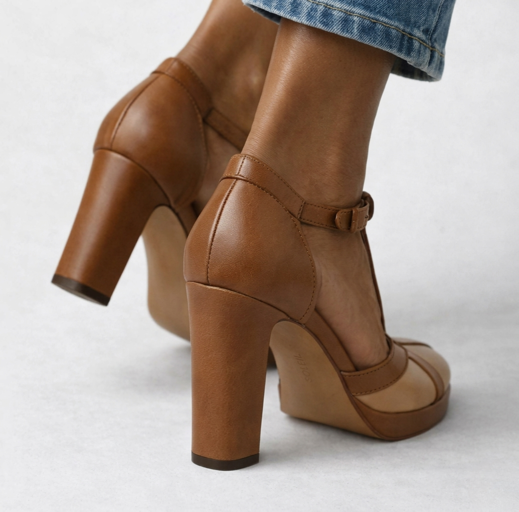 Celandra - Comfort Strap Heels - Brown