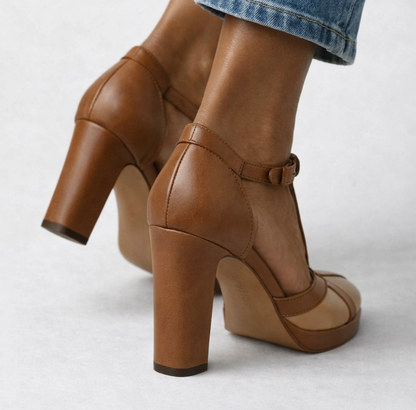 Celandra - Comfort Strap Heels - Brown