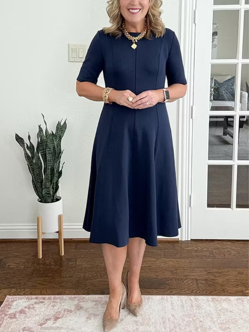 Ivanelle - Soft-Touch Midi Dress - Navy Blue