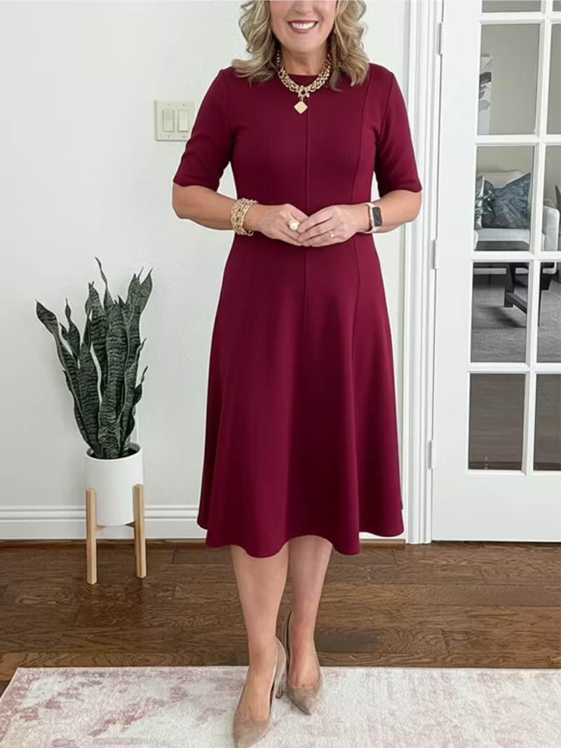 Ivanelle - Soft-Touch Midi Dress - Navy Blue