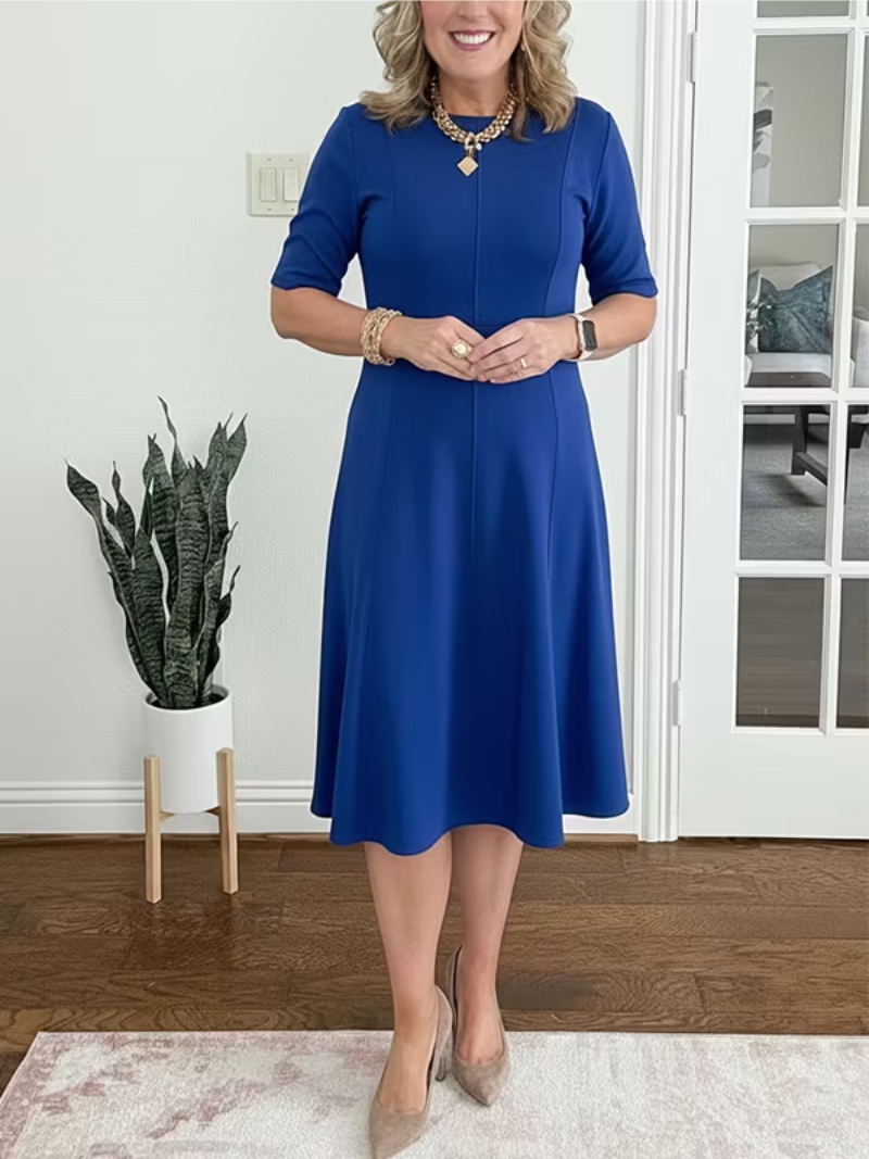 Ivanelle - Soft-Touch Midi Dress - Navy Blue