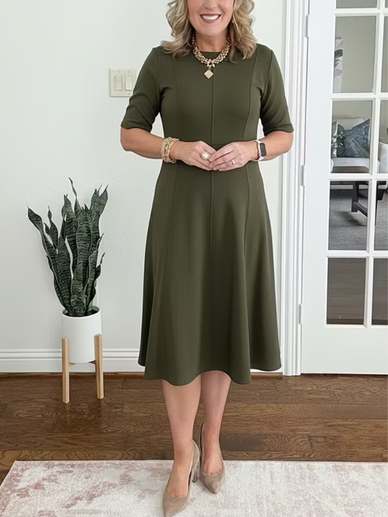 Ivanelle - Soft-Touch Midi Dress - Navy Blue
