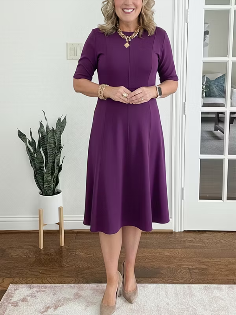 Ivanelle - Soft-Touch Midi Dress - Navy Blue