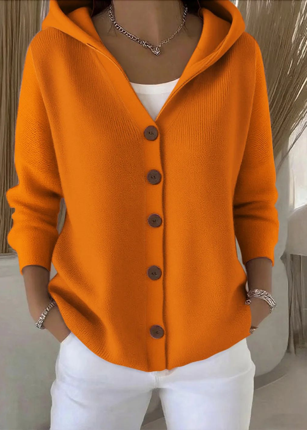 Alsira - Soft-Touch Hooded Cardigan - Pink