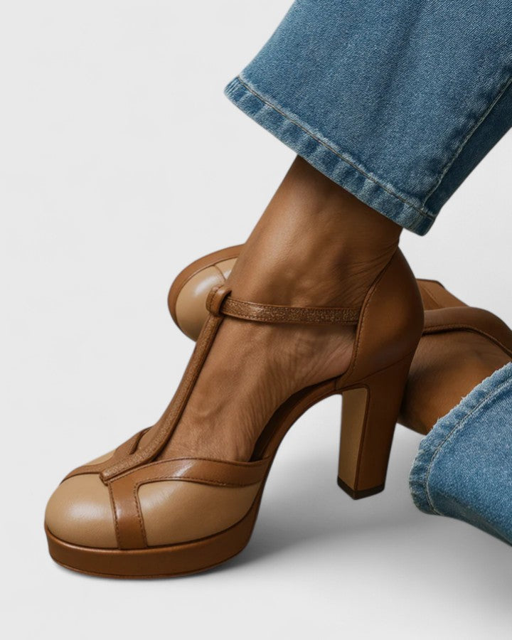 Celandra - Comfort Strap Heels - Brown