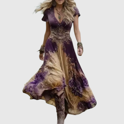 Karisa - Embroidered Corset Dress - Purple