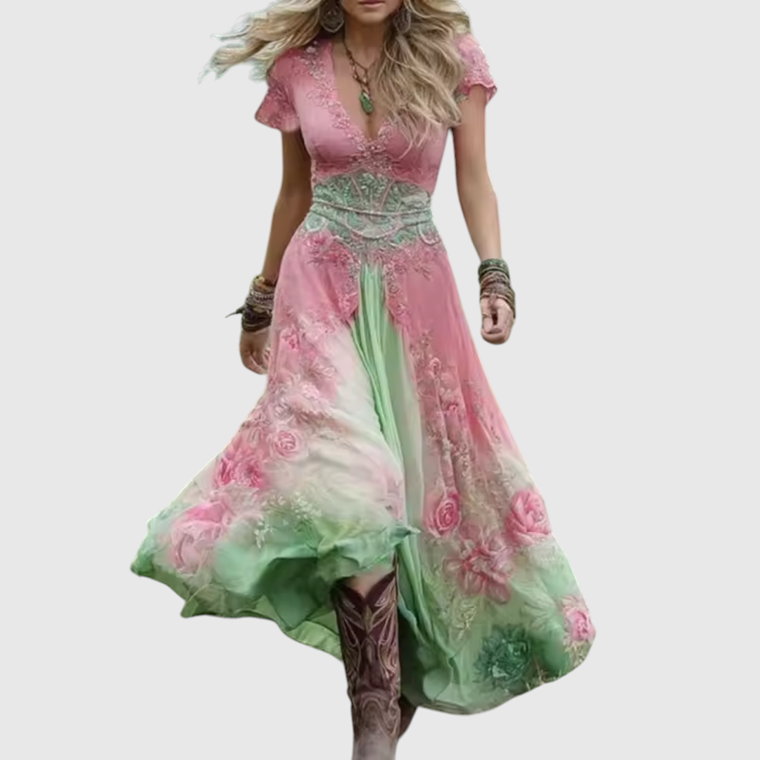 Karisa - Embroidered Corset Dress - Purple