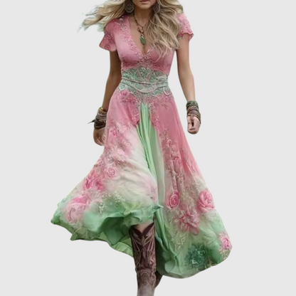 Karisa - Embroidered Corset Dress - Purple