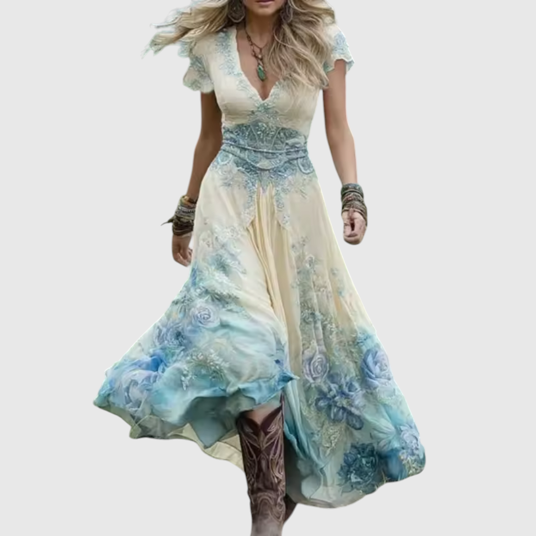 Karisa - Embroidered Corset Dress - Purple
