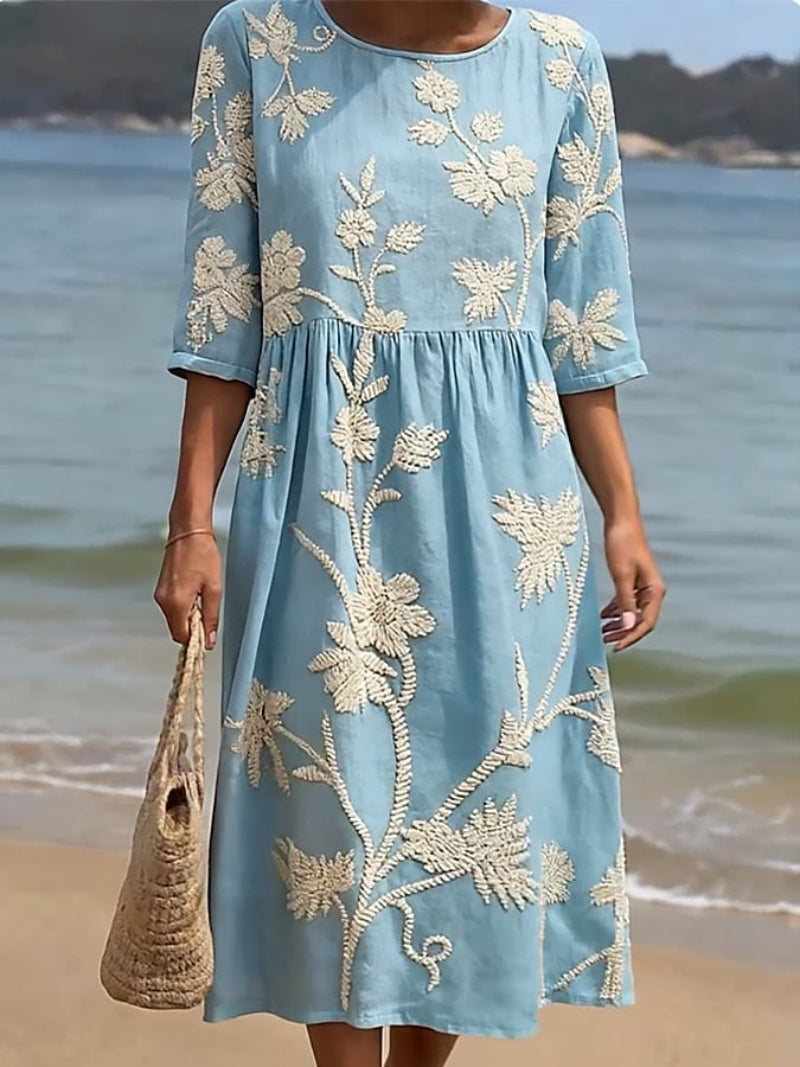 Wrenley - Airy Midi Dress - Blue