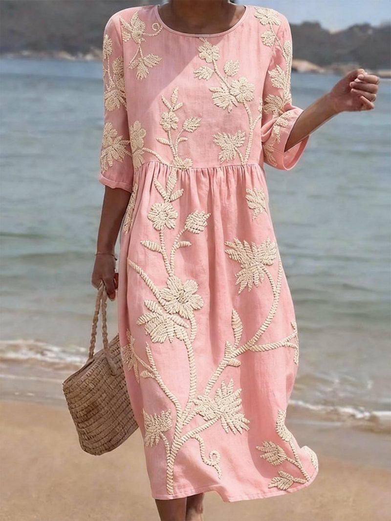 Galene - Breezy Linen Midi Dress - Sky Blue