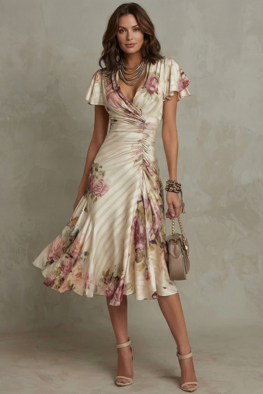 Jessamine - Luxe Wrap Midi Dress - Ivory