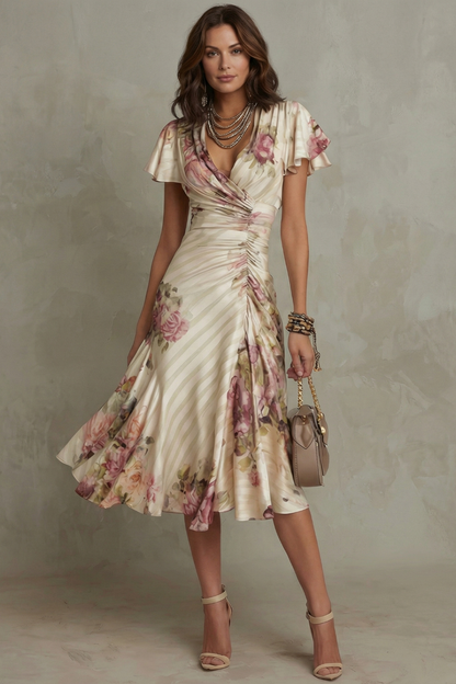 Jessamine - Luxe Wrap Midi Dress - Ivory
