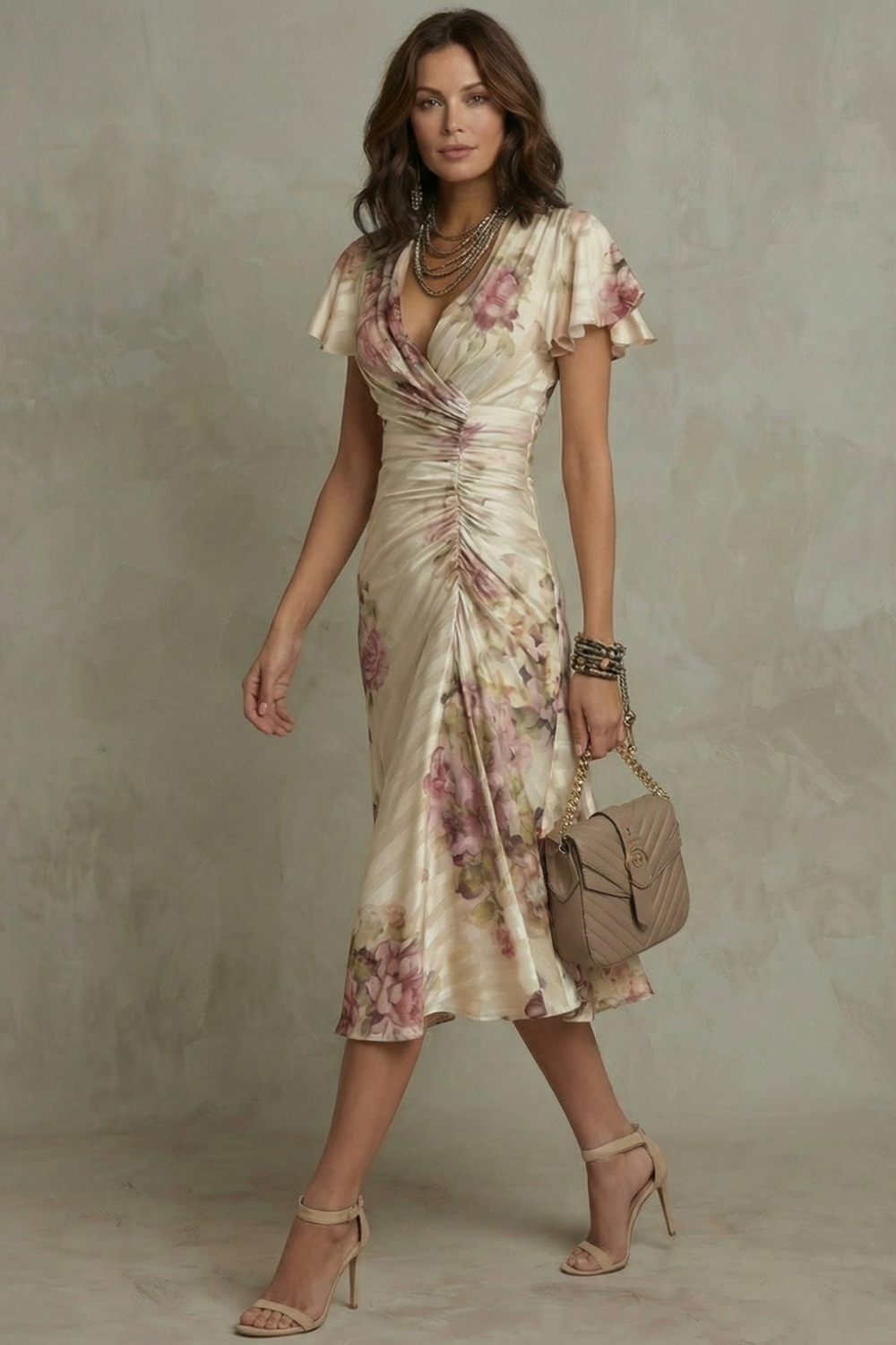 Jessamine - Luxe Wrap Midi Dress - Ivory