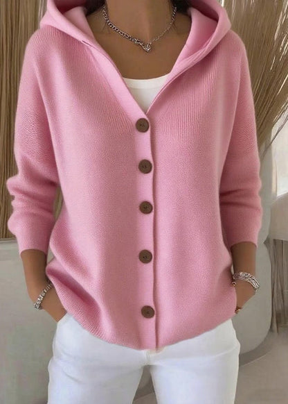 Alsira - Soft-Touch Hooded Cardigan - Pink