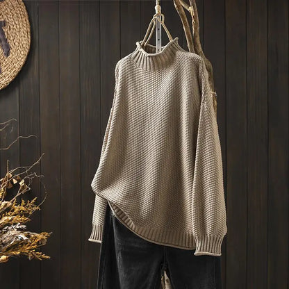 Oriane - Textured Mock-Neck Sweater - Purple