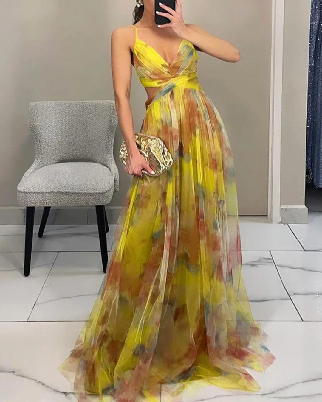 Nalina - Flowy Floral Maxi Dress - Green