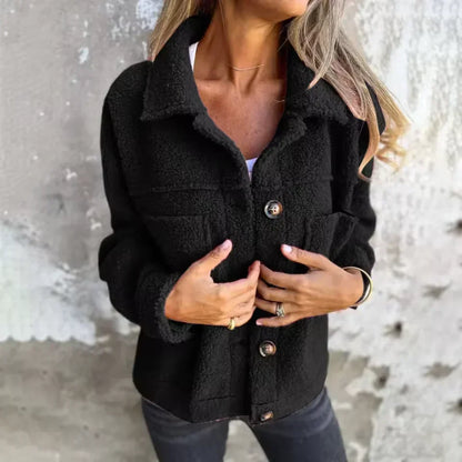 Tirina - Teddy Jacket Button-Up - Green