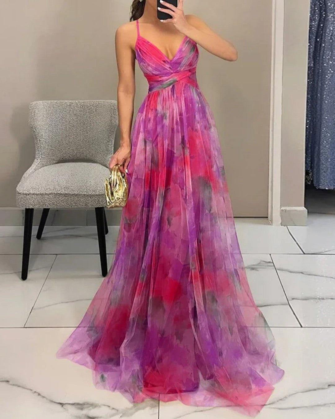 Nalina - Flowy Floral Maxi Dress - Green