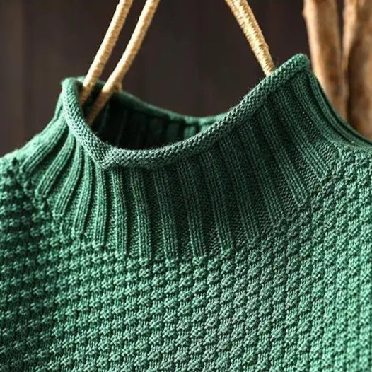 Oriane - Textured Mock-Neck Sweater - Purple